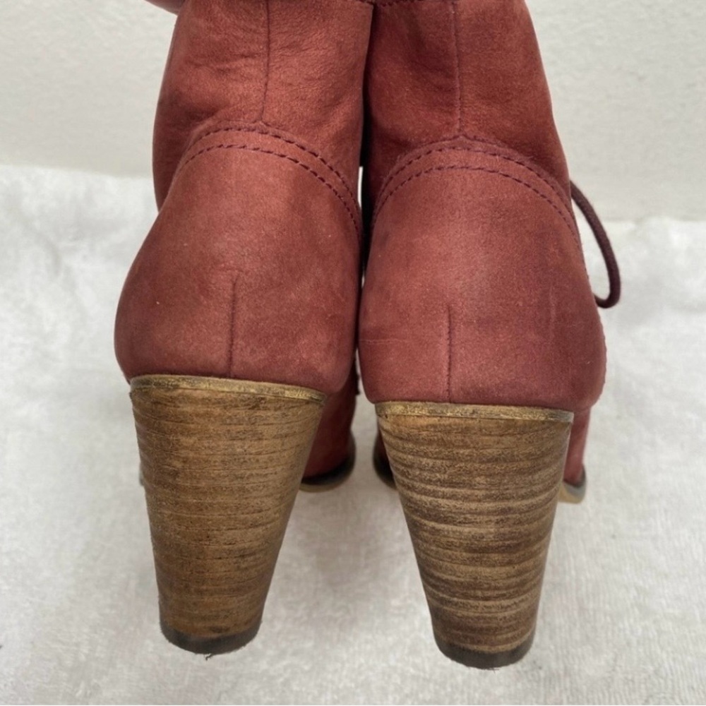 Steve Madden Women's Pennylane Wine Suede Leather Lace Up Heeled Bootie Size 8 - Picture 9 of 15